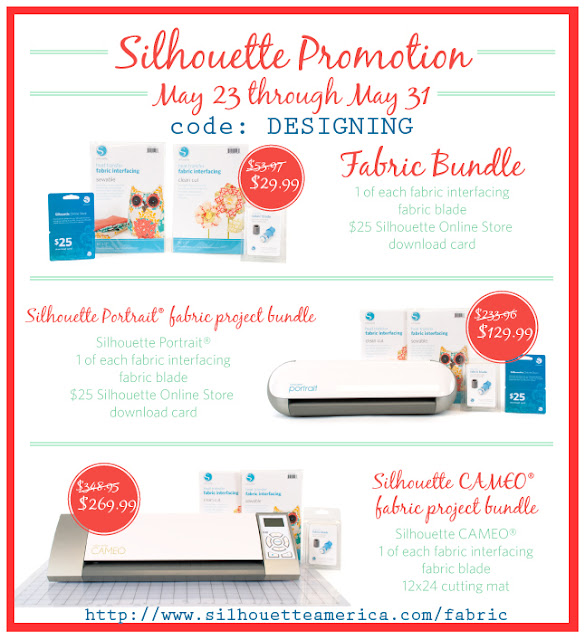 Silhouette May Promotions - save BIG on their Fabric Bundle, Silhouette Portrait and Silhouette Cameo!  #silhouette #spon