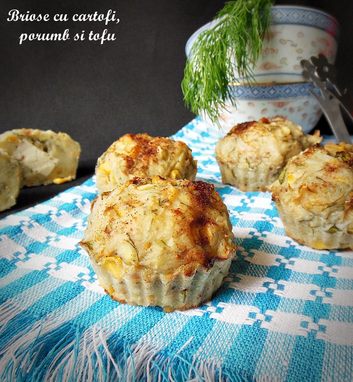 Briose cu cartofi, porumb si tofu