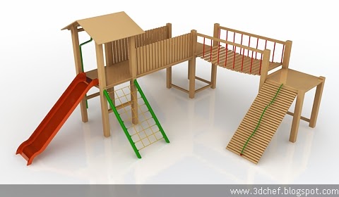 wooden playground 3d model free