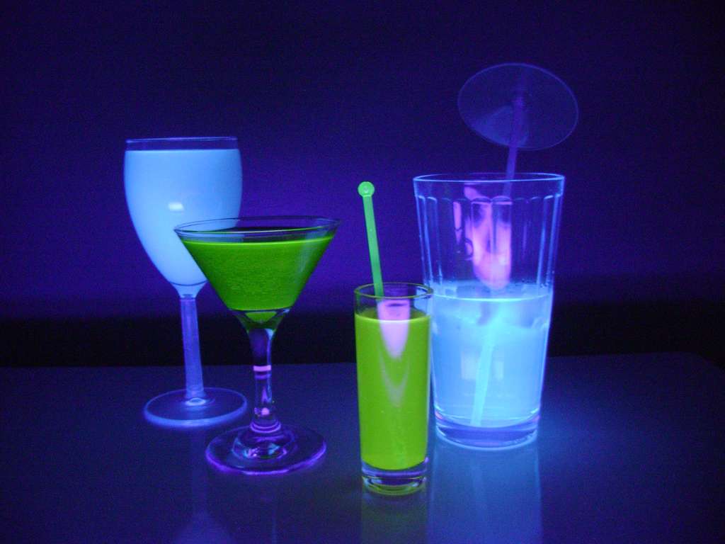 image of a cocktail glowing in the dark