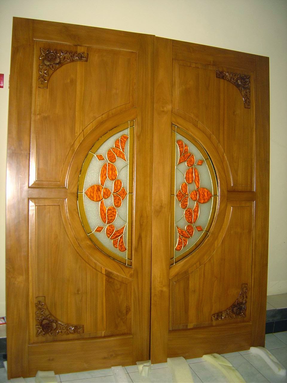Pintu Rumah Ukir Jati Minimalis Model Kupu Tarung [IJP 302] | Furniture