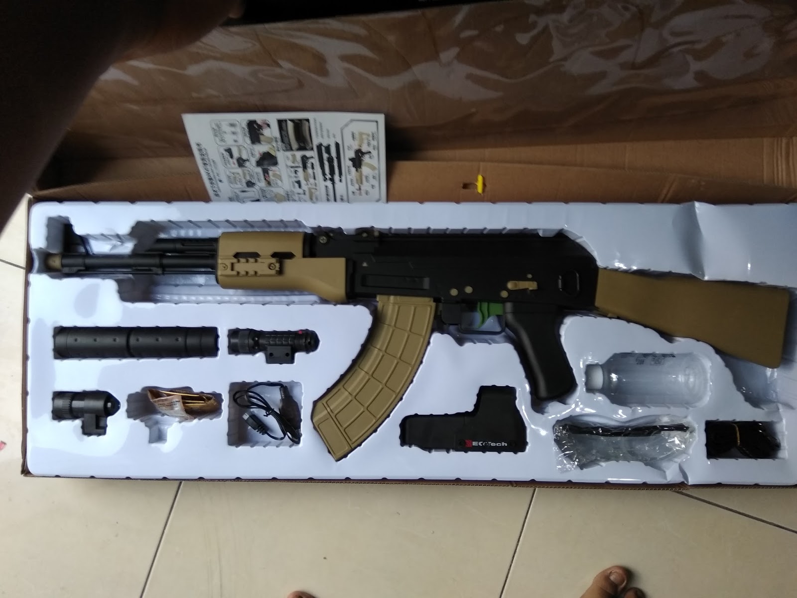 jual airsoft gun ak 47 otomatiswater gel gun