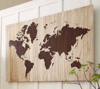 Wooden World Map Art. Wooden World Map Art.