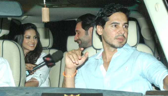 Sunny Leone in white top with dino morea - Dino Maria with Sunny Leone