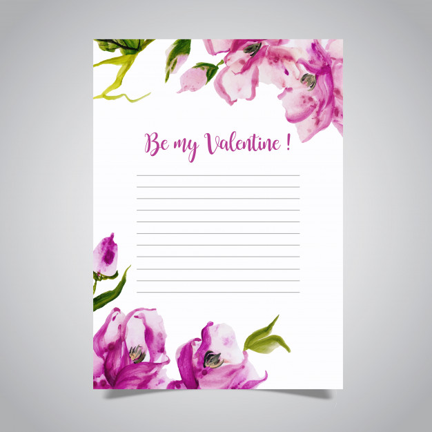 Watercolor Valentine Love Letter Free Vector