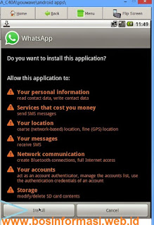 Install WhatsApp di Youwave