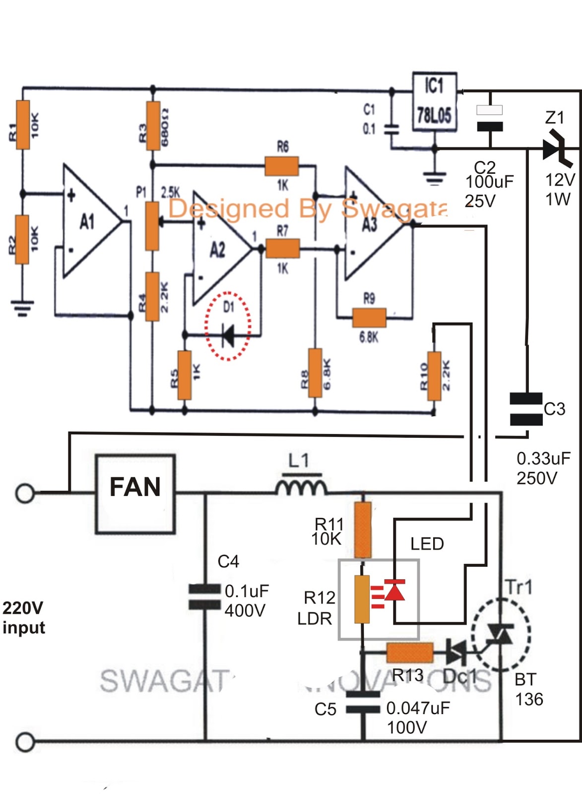 Climate Dependent Automatic Fan Speed Controller Circuit
