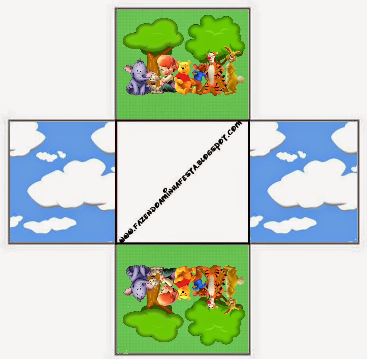 Winnie the Pooh: Cajas para Imprimir Gratis. Este modelo es para hacer la invitación - cajita.