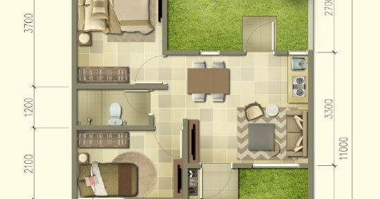 LINGKAR WARNA: Denah rumah minimalis ukuran 7x11 meter 2 ...