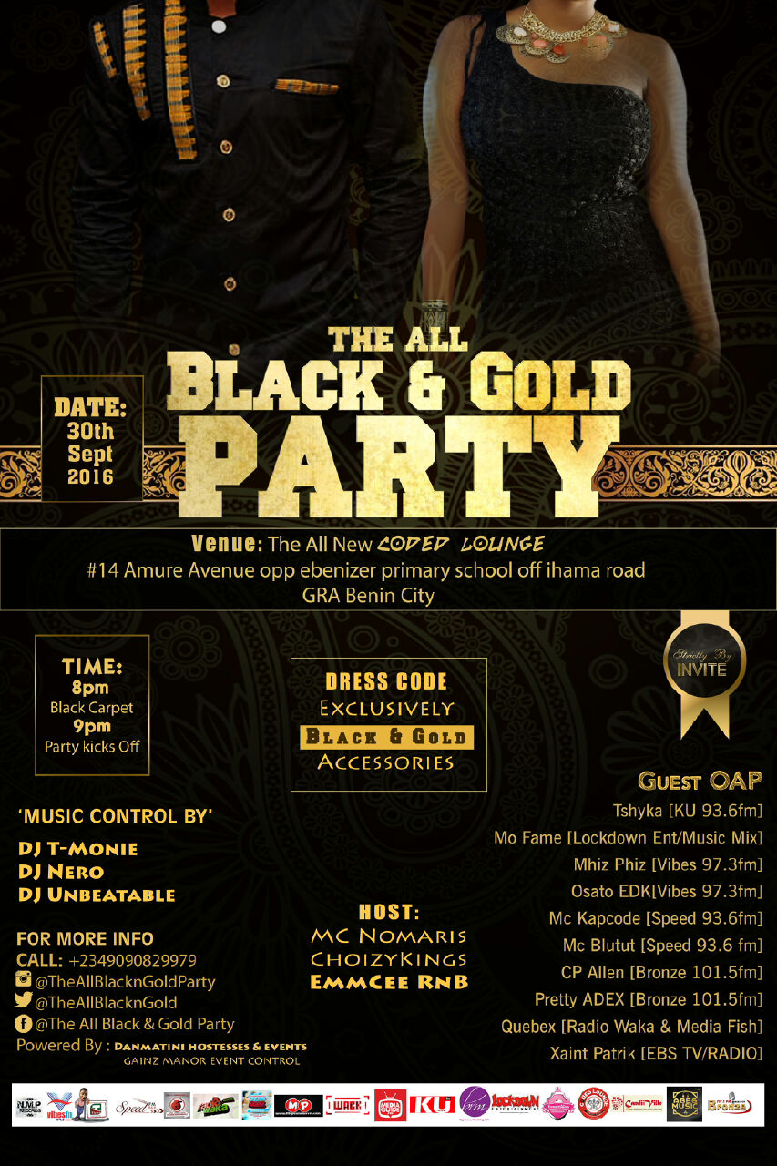 black and gold party dress code