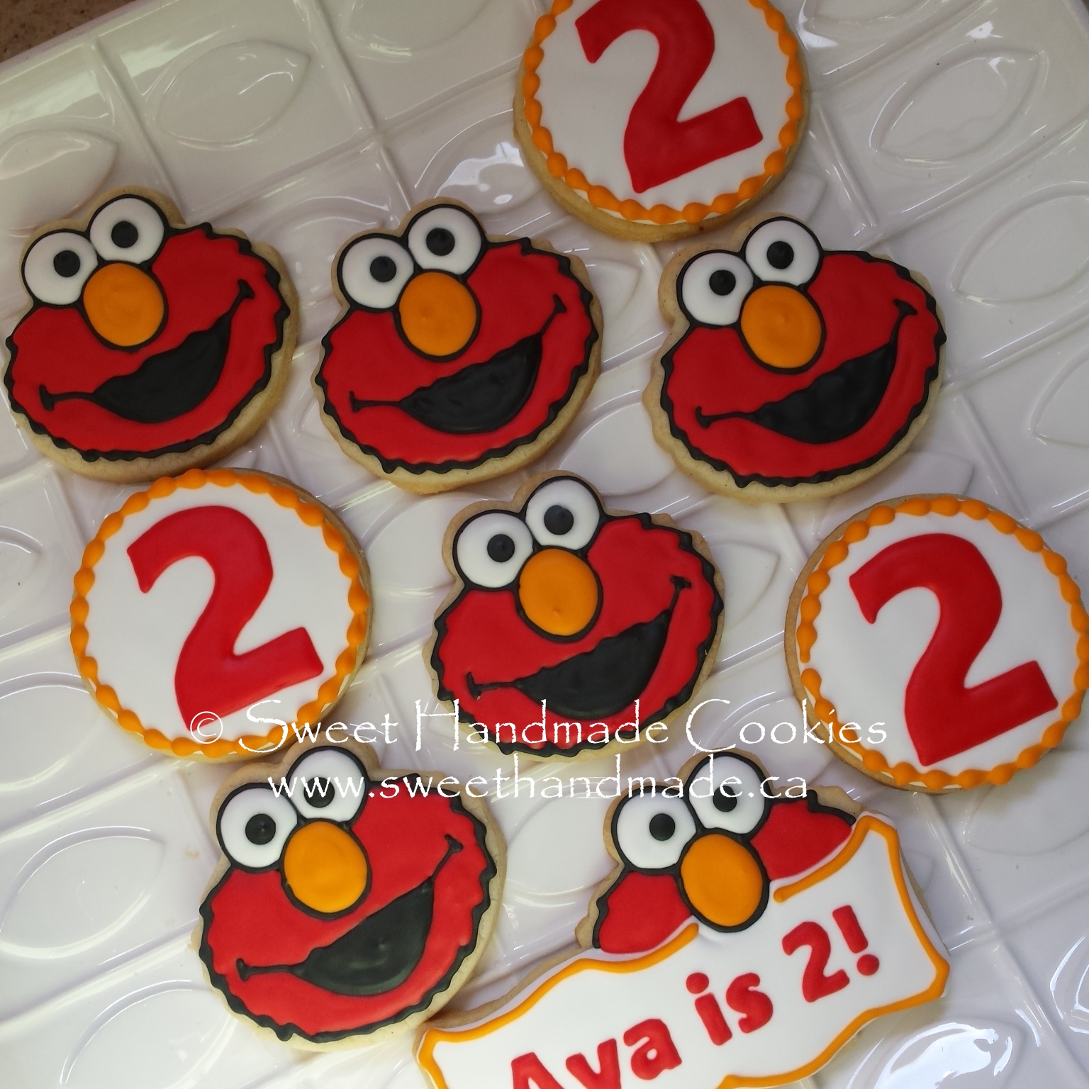 Sweet Handmade Cookies Personalized Elmo Cookies for a 2nd Birthday