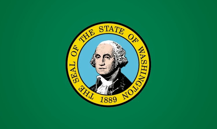 The flag of the state of Washington featuring the Seal of the State of Washington