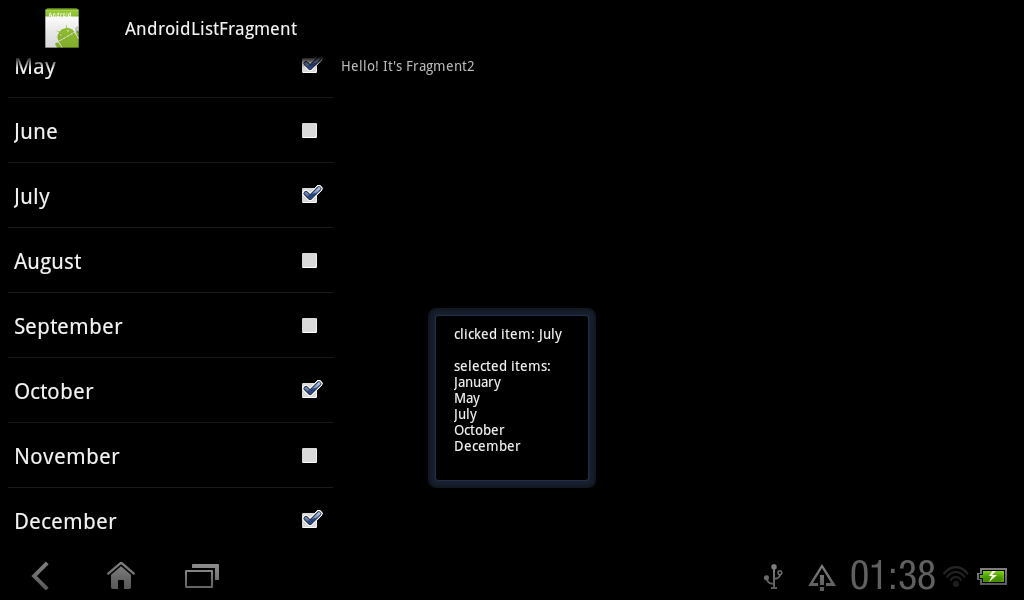 Android-er: ListFragment with multiple choice