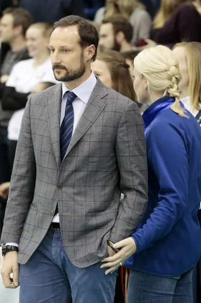 Prince Haakon and Mette Marit watched men's Volleyball Cup 2017 final match at Ekeberghallen Arena