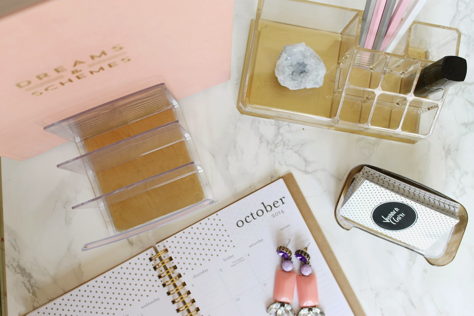 JWS Interiors Glam DIY Lucite And Gold Desk Accessories With Shannon sleek-and-striking-implements-from-america-and-spain-in-23k-goldplate