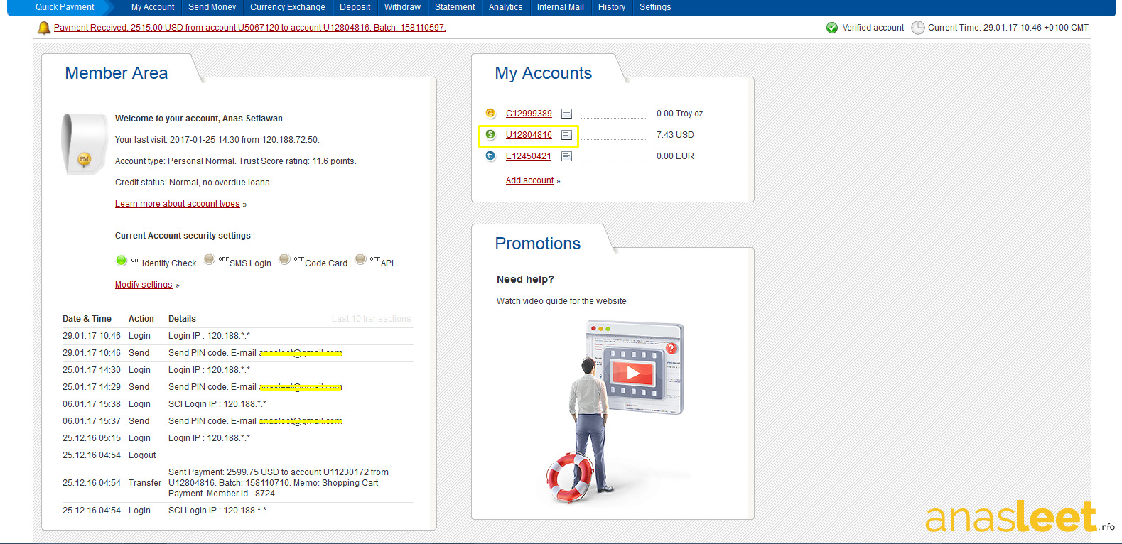 Cara Mengisi Saldo Perfect Money Melalui Bank Lokal ~ AnasLeet