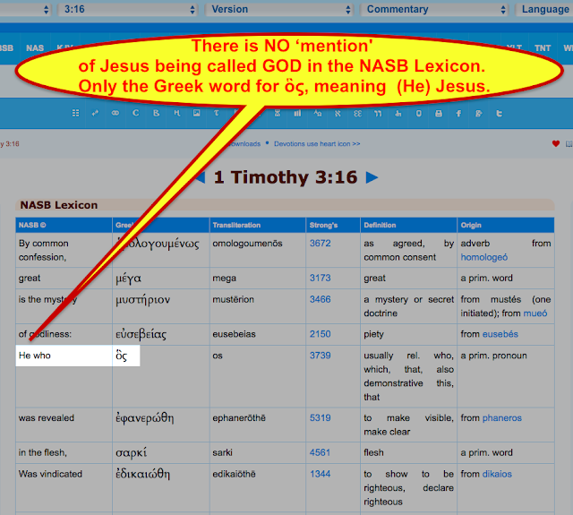 1 Timothy 3:16, Yet AGAIN, Another Trinitarian DECEPTION.