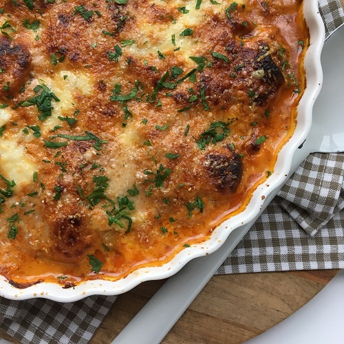 Greenway36: Schweinefilet-Gratin mit Banane und Currysauce