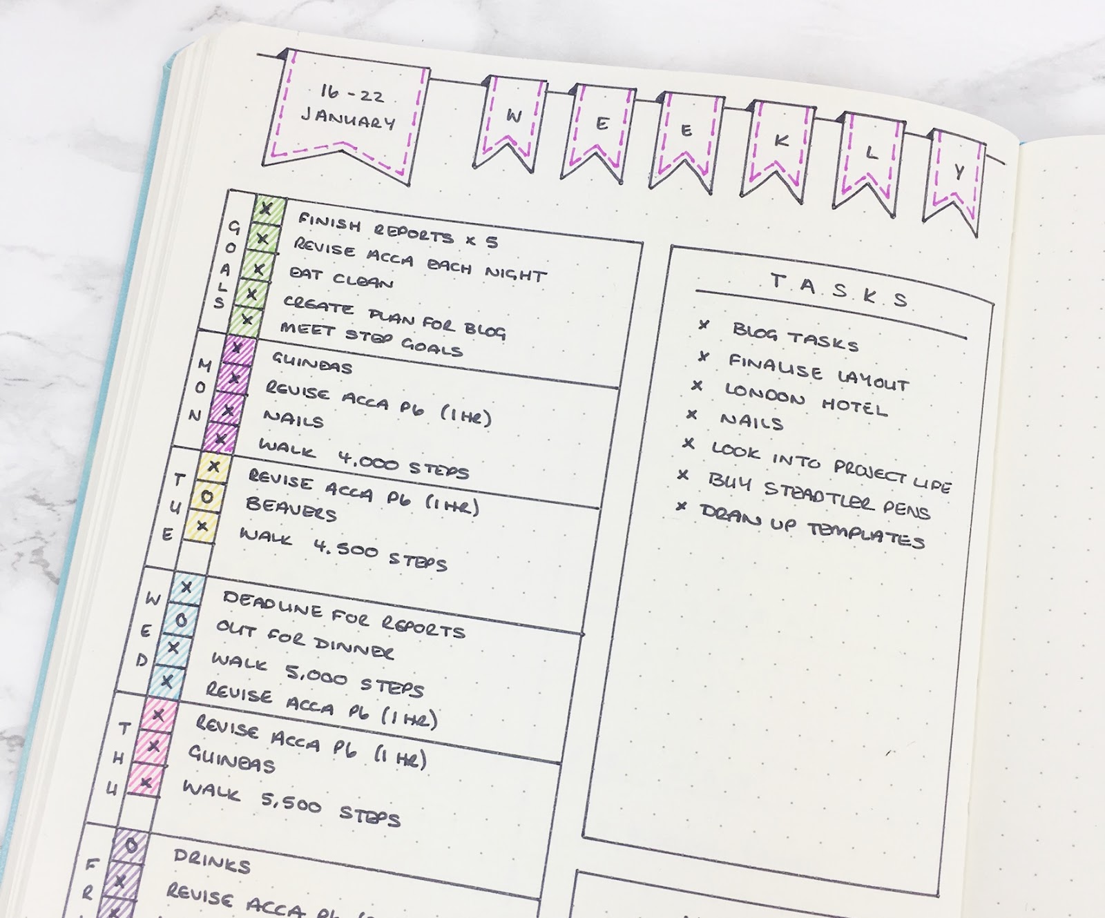Bullet Journal Simple Weekly Layout & Template