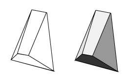 The simplified forms of the nose as seen from a three-quarter view.