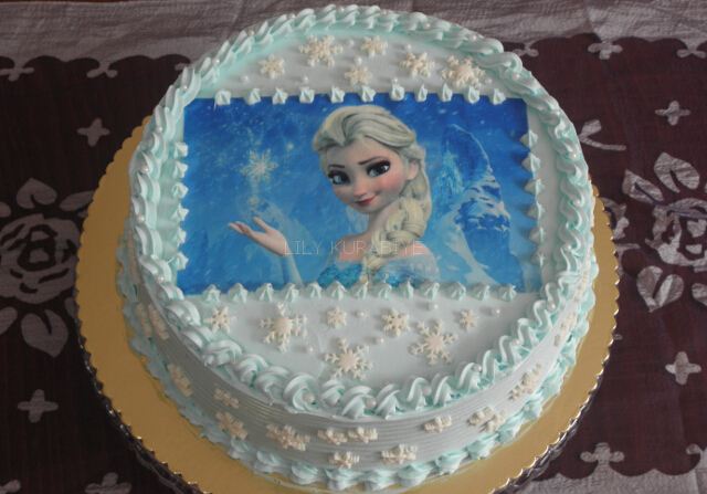 P041Frozen Resimli Pasta Lily Pasta ve Kurabiye Tasarım