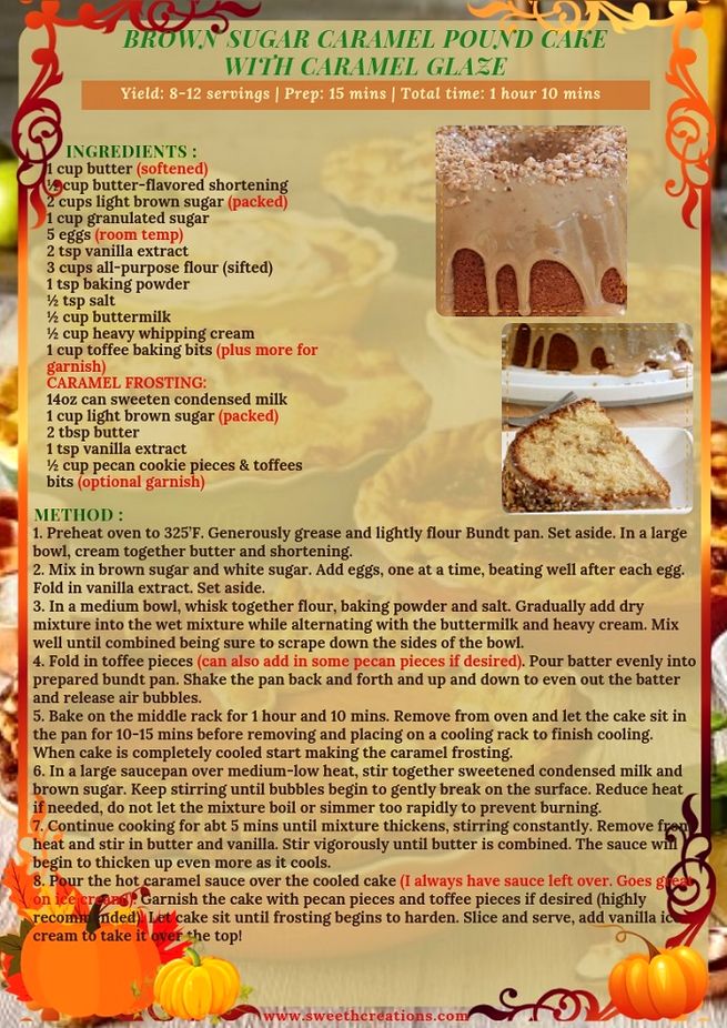 SHC 15 BEST HOMEMADE AUTUMN DESSERT RECIPES BROWN SUGAR CARAMEL POUND CAKE WITH CARAMEL GLAZE RECIPE