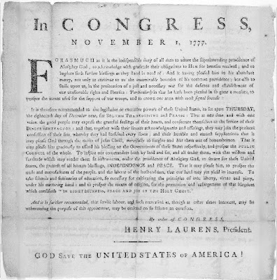 November 1, 1777 Thanksgiving Proclamation - constitutionof1777.com