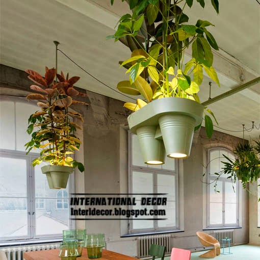 Ceiling lamp with hanging baskets