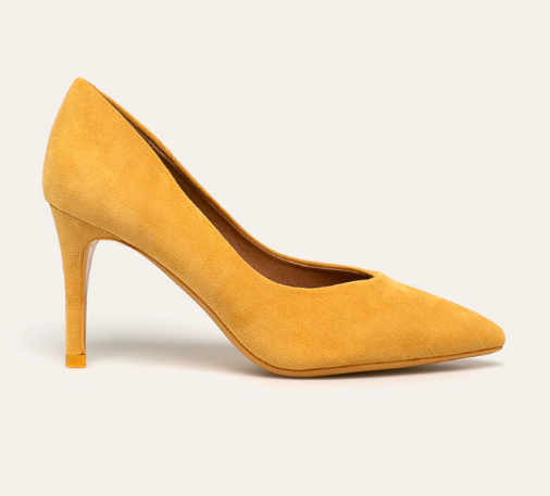 Answear - Pantofi cu toc inalt eleganti galbeni piele intoarsa eco