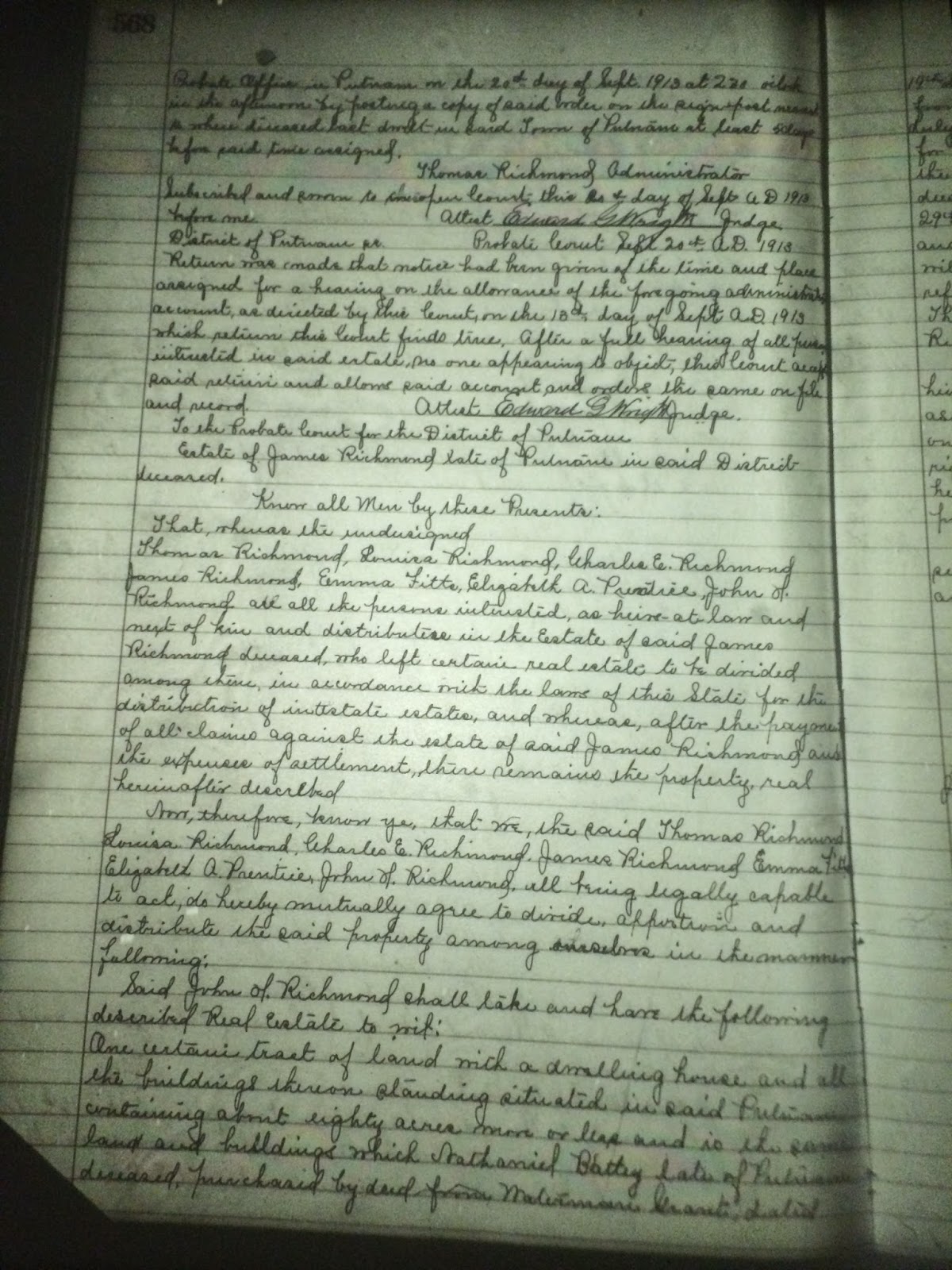 GeneaMusings Amanuensis Monday Post 259 1912 Probate Record of