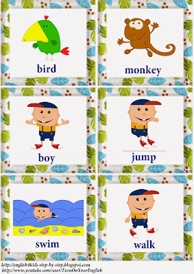 jungle animals action verbs flashcards