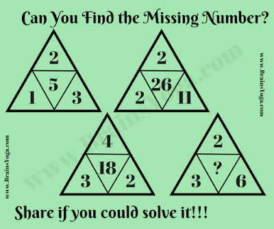 Missing Number Logic Triangle Maths Puzzle and Answer