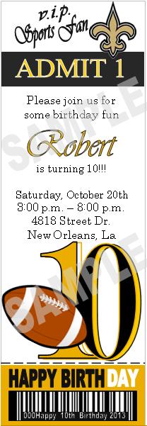 Solutions...Event Design by Kelly: NFL Saints Themed Birthday Invitations