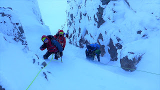 Richard and Carmen Winter climbing on Jacob's Ladder right edge