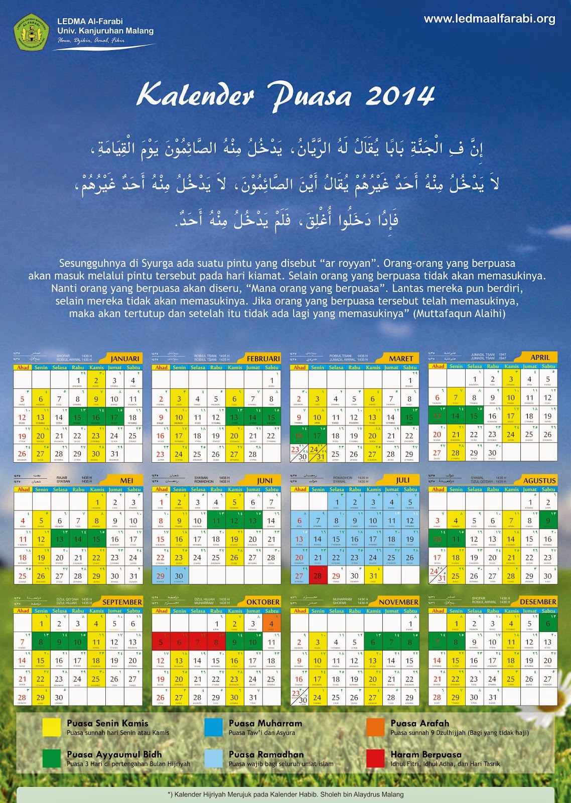 Kalender Puasa Sunnah 2014
