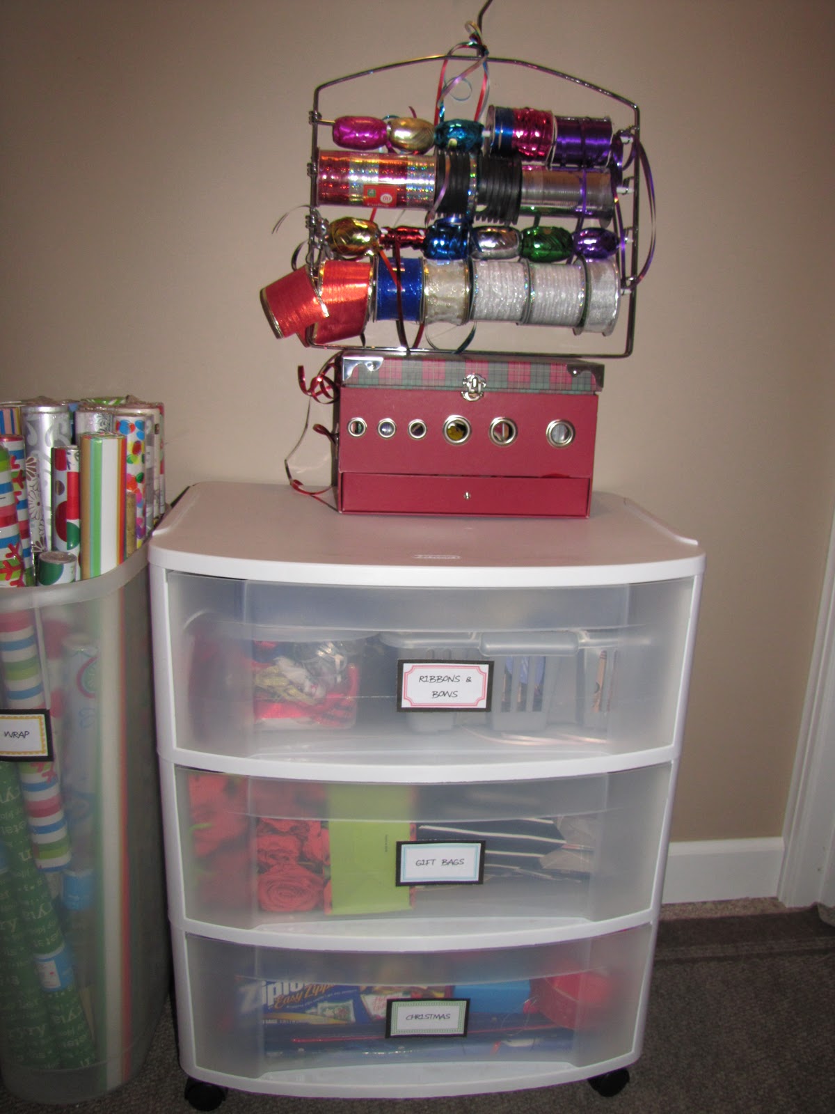 Sustainably Chic Designs ORGANIZATION Gift Wrap Station Weekly