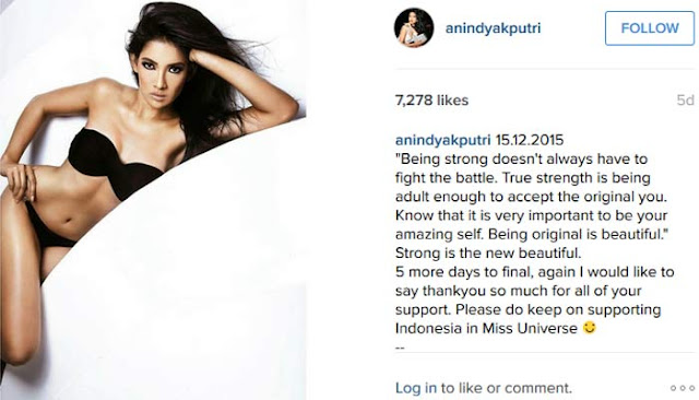 Pose Foto Hot Anindya Kusuma Putri Cantik di Miss Universe 2015