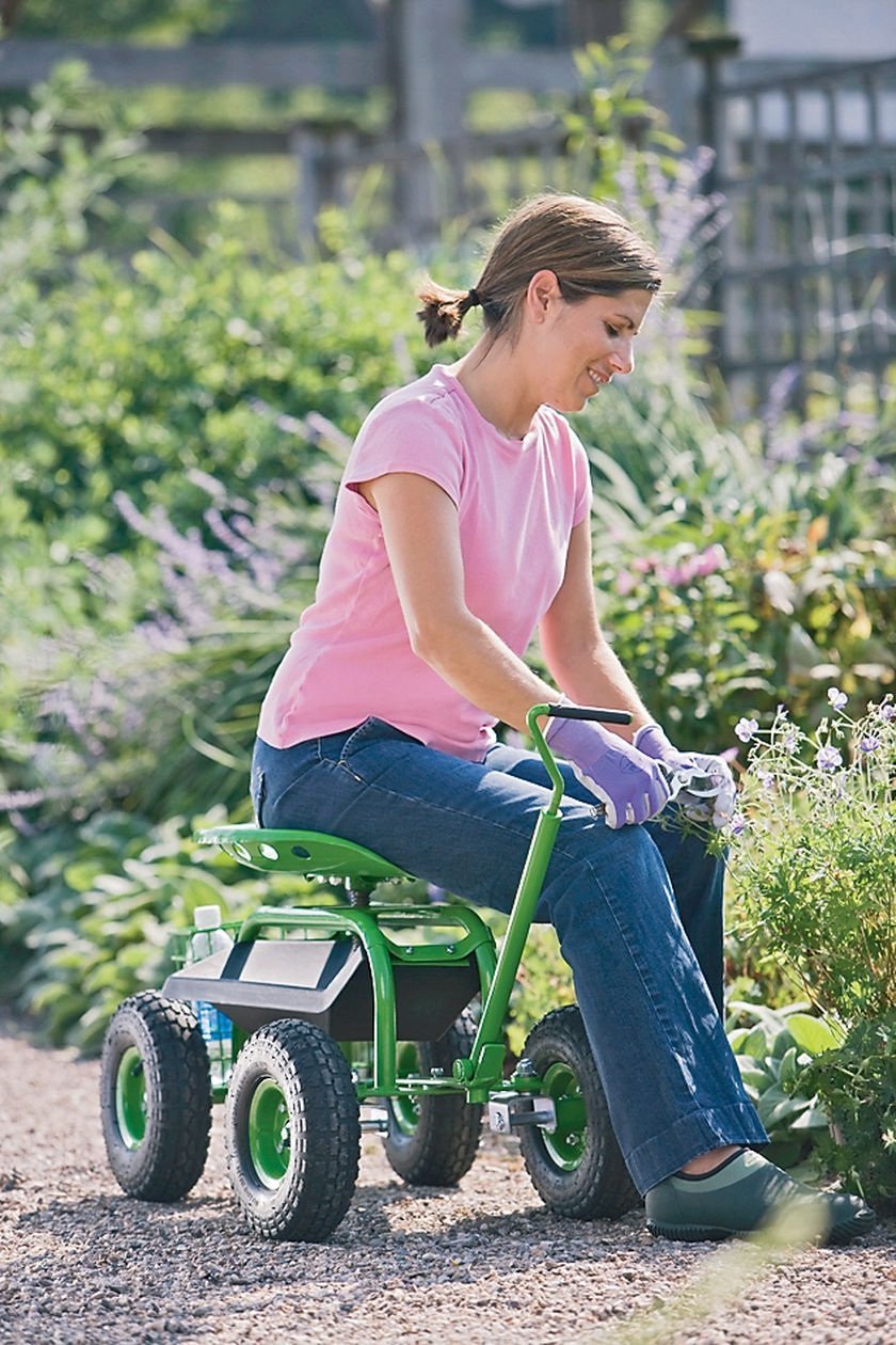 Heavy Duty Rolling Garden Cart with Seat Ease the Knees Gardening
