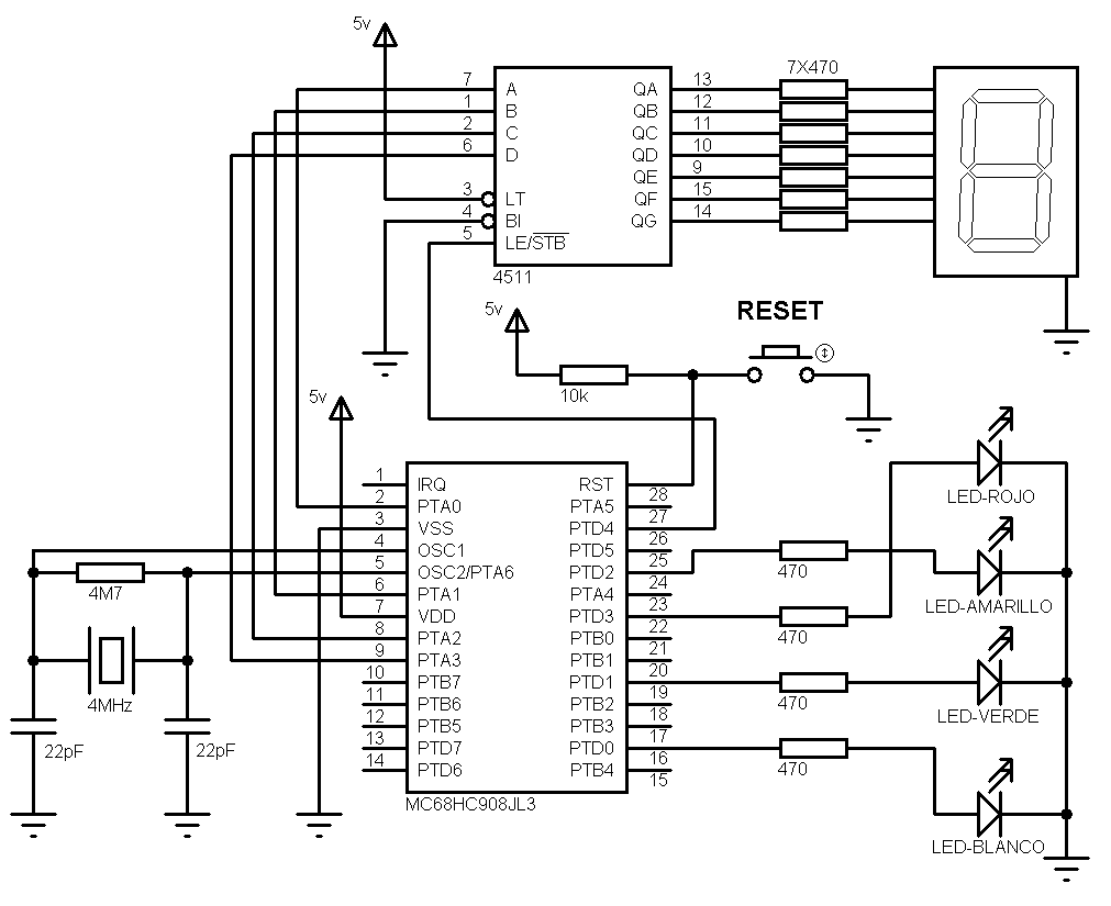 Electgpl Electrónica: HC08 - Semaforo de LEDs con Timer