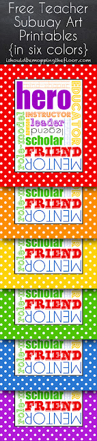 Free Teacher Subway Art Printables in Six Color Choices #TeacherAppreciation 