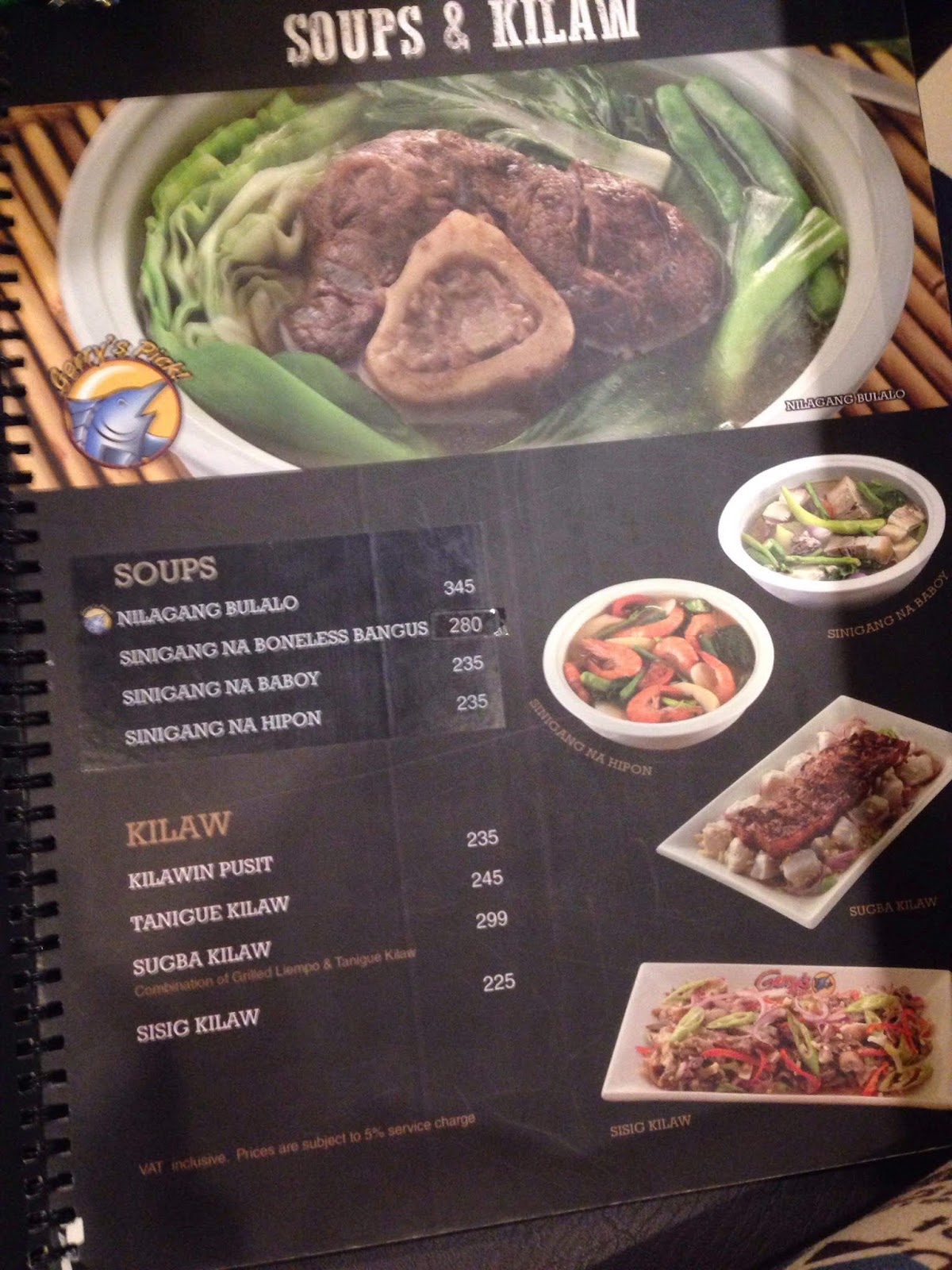 Gerry's Grill Restaurant & Bar Menu 2018 CdO