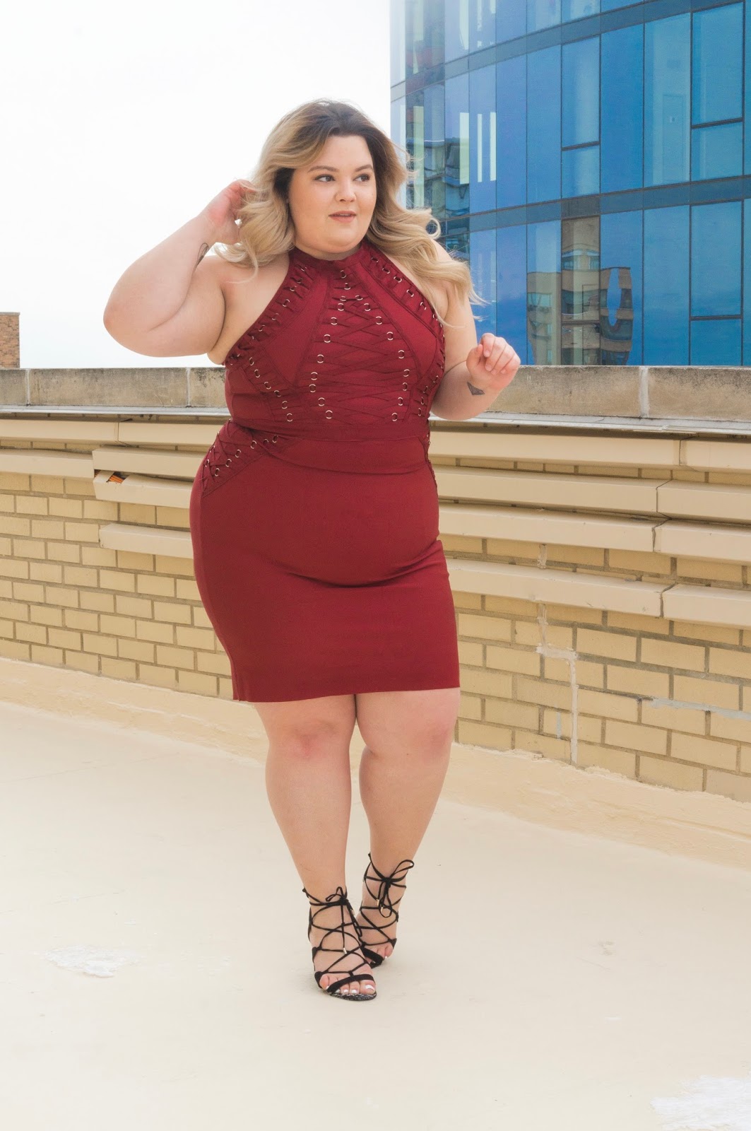 natalie craig, natalie in the city, Chicago plus size fashion blogger, fashion blogger, outfit review, fashion nova, fashion nova curve, Chicago plus size model, plus size body con dress, plus size bandage dress, lace up trend, affordable plus size fashion, off your beauty standards, embrace my curves, plus model mag, skorch magazine