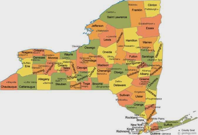 Map Of New York Counties Free Printable Maps