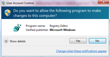 Start Registry Editor to Disable Windows Notification Area