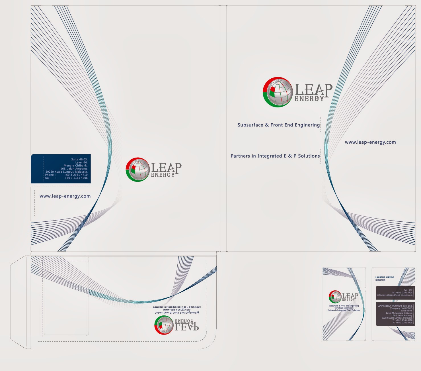 K's design Leap Energy business card & file folder