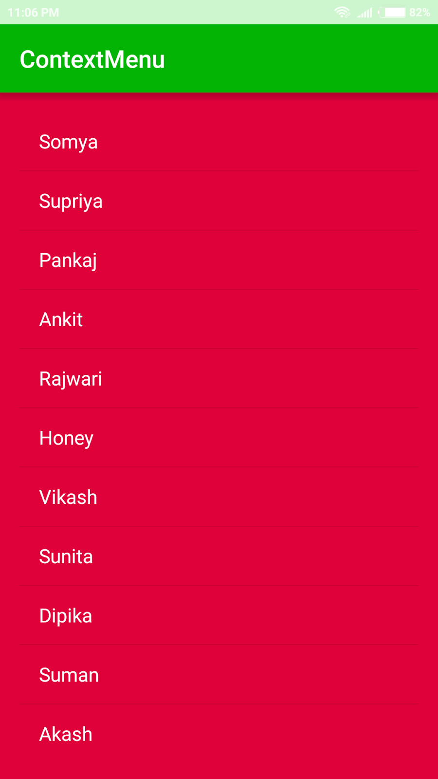 Android Tutorials Context Menu Example in android studio How to