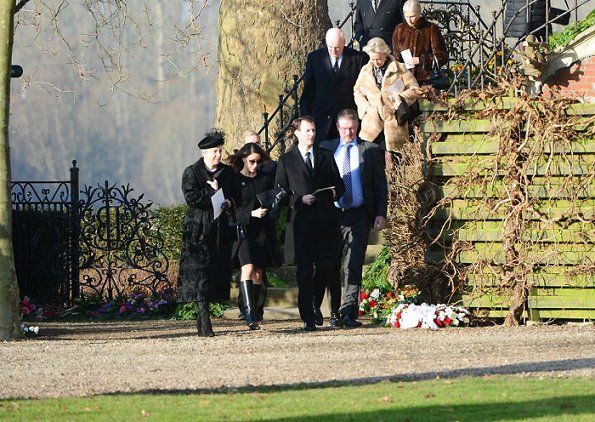 Prince Joachim, Princess Marie and Princess Benedikte attended the funeral of Barón Niels Krabbe Iuel-Brockdorff at the Valdemars Castle Church