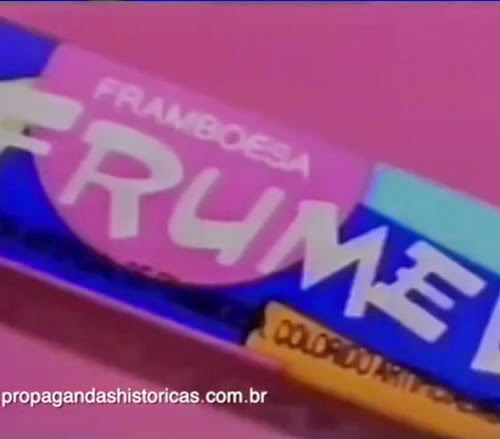 Propaganda do Frumelo da Lacta. Gomas coloridas e sabororas com sabores de frutas. Diretamente de 1992.