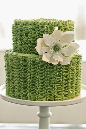 Green ruffle buttercream cake