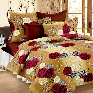 120 TC Vivid Roses Cotton Double Bedsheet with 2 Pillow Covers - Cream